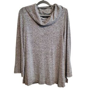 Sharagano Burnout Cowlneck Tunic Sweater with Distressing Hem Large